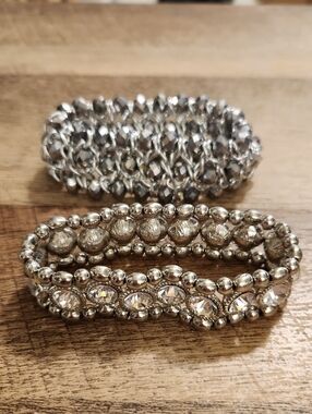 Silver Crystal Stretch Bracelet Set